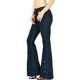 thumbnail image 2 of Angry Rabbit Women's Juniors Mid Waist Flared Slim Fit Premium Jeans (25, Super Dark), 2 of 4