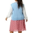 thumbnail image 3 of Agnes Orinda Women's Plus Size Sweater Vest Cable Knit Sweater Sleeveless Pullover Vests 1X Sky Blue, 3 of 7