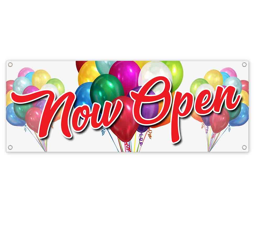 Outlet Now Open Extra Large 13 oz Banner Heavy-Duty Vinyl Single-Sided with Metal Grommets 