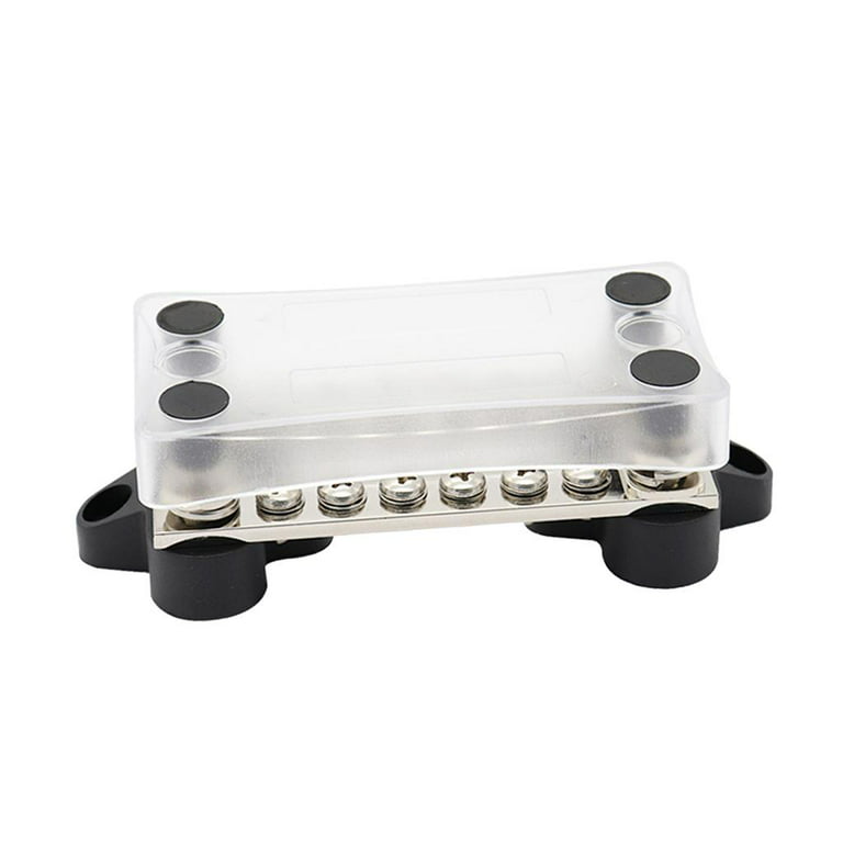12 Positions Dual Row 150A 12V Bus Bar with Cover - Distribution Block  Electric Terminal Busbars w/ 12 Screws and 4 Studs 