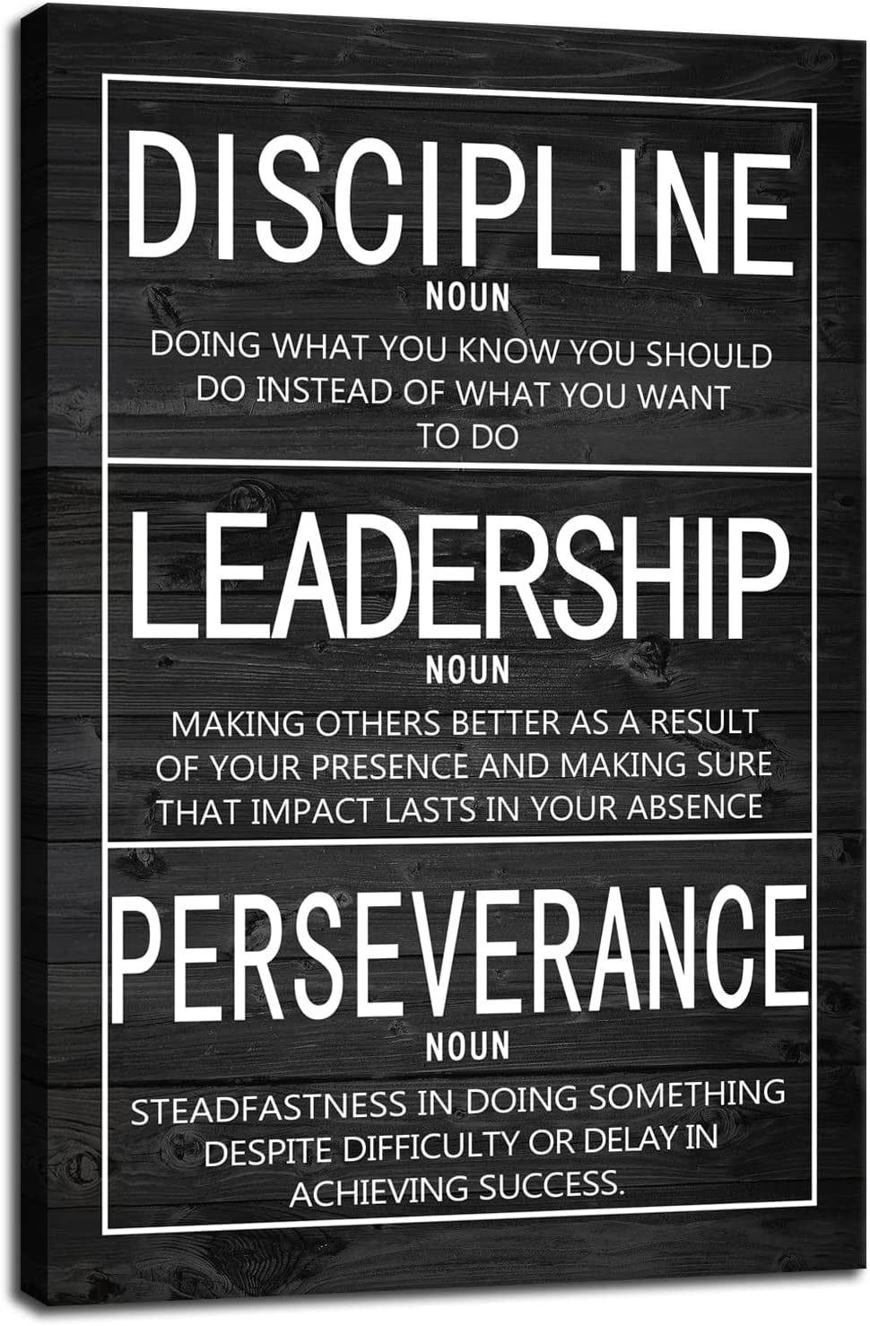 Inspirational Wall Art Discipline Noun Leadership Noun Perseverance Noun Canvas Painting Wall
