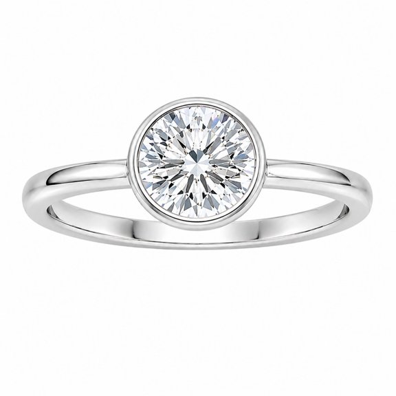 Diamonair Lab-Grown Diamond Solitaire Bezel Set Ring for Women | 14K White Gold | Round Cut | Bezel Setting | F Color, VS Clarity | 1.00 Total Carat Weight