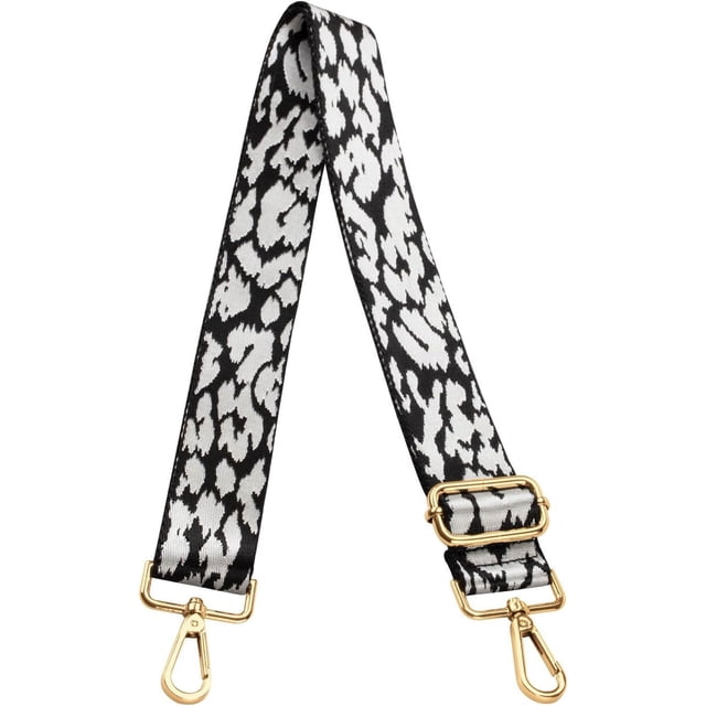LAICAIW Sangle de Remplacement pour Sac à Main Bandoulière Femme Grand Réglable Jacquard Tissé (Léopard, Matériel Doré)