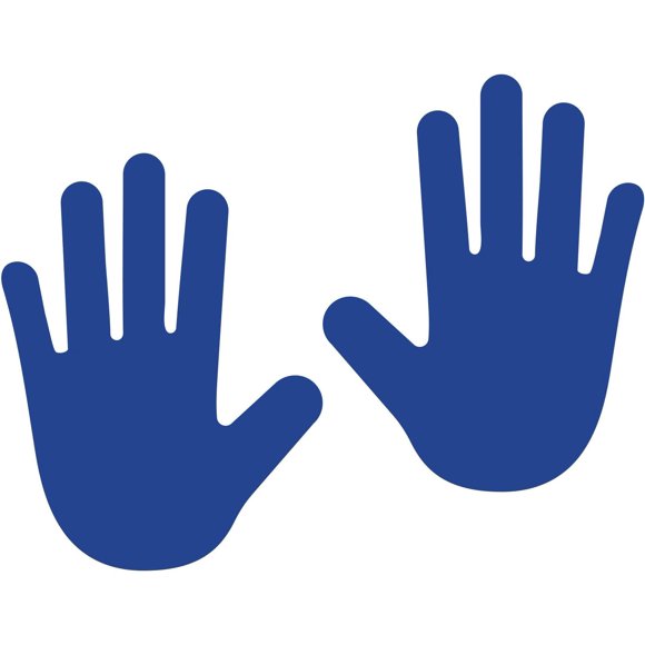 LiteMark 9 inch Blue Hand Shape Decal Stickers for Floors and Walls - Pack of 6 (3 Pairs)