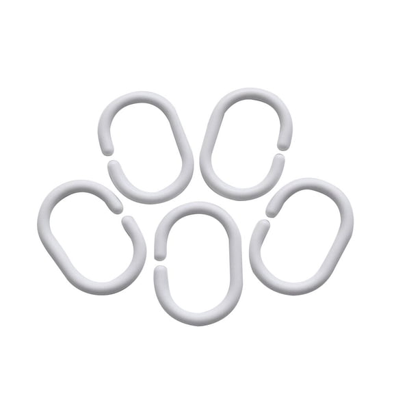 24pcs White Plastic Shower Curtain Hooks Rings C Rings Hanger Bath Drape Loop Clip Glide (White)