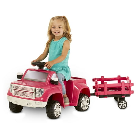 Heavy Hauling Truck With Trailer Toddler Ride-on Toy By Kid Trax, Pink 