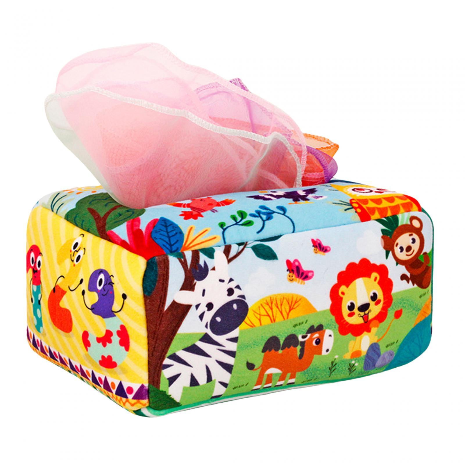 Baby Tissue Box with 10 Colorful Scarves for Kids 612 Months