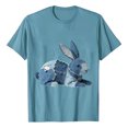 thumbnail image 3 of Njagoc3 Women Short Sleeve Loose T‑Shirt, Retro Denim‑Style Patchwork Graphic Crew Neck Casual Tee for Daily Wear, 3 of 4