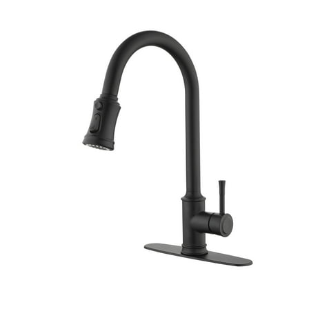 Izzovium Single Handle High Arc Pull Out Kitchen Faucet, 360° Rotating Stainless Steel Matt Black Sink Faucet with Pull Down Sprayer, 16.8in Height