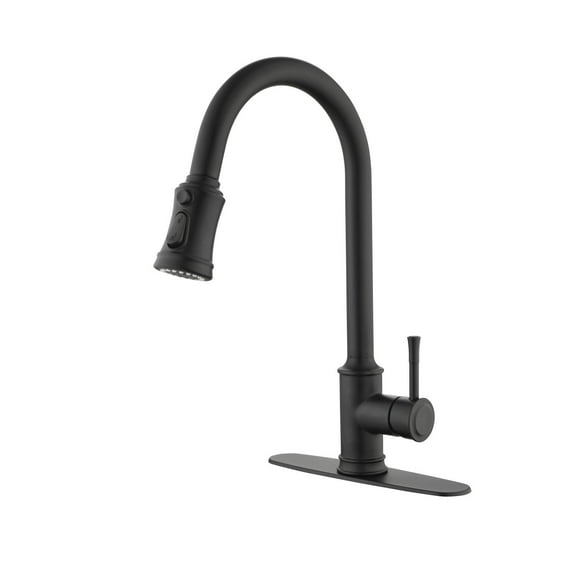 Izzovium Single Handle High Arc Pull Out Kitchen Faucet, 360° Rotating Stainless Steel Matt Black Sink Faucet with Pull Down Sprayer, 16.8in Height