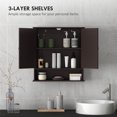 thumbnail image 4 of kleankin Medicine Cabinet, Wall-Mounted Bathroom Mirror Cabinet, Dark Brown, 4 of 10