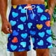thumbnail image 1 of Puntoco Pantalones Cortos De Playa Para El Día De San Valentín Para Hombre, Pantalones Cortos Estampados Con Bolsillo Con Cordón, Azul Xxl,Pantalones Cortos Hombre, 1 of 5