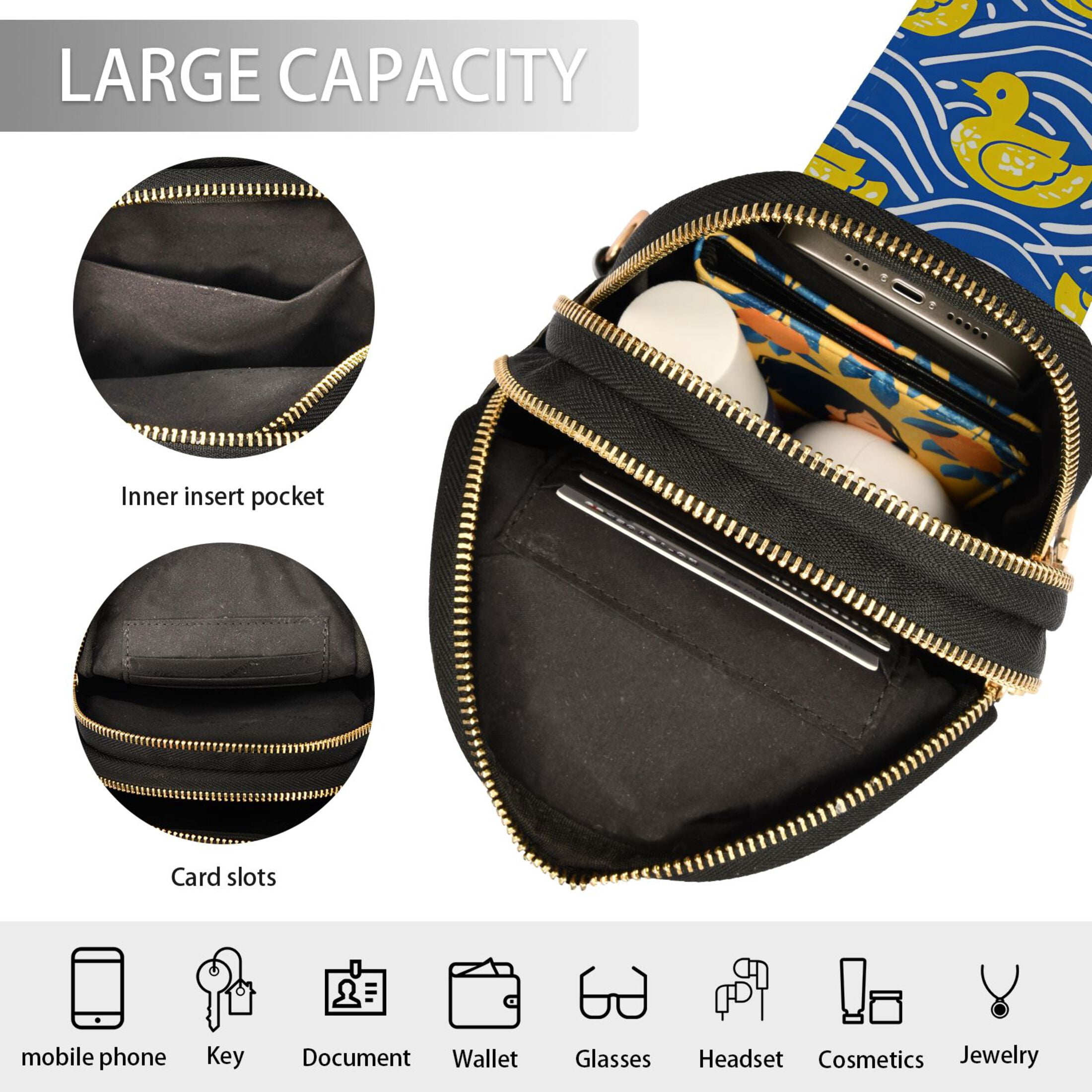 ALAZA Ducks on Wavy Sling Bag for Women Men Waterproof Crossbody Chest Bags