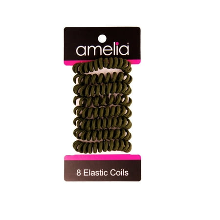 Amelia Beauty 8 Small Fabric Wrapped Elastic Hair Coils 1.75in Diameter Spiral Hair Ties Gentle on Hair Strong Hold and Minimizes Dents and Creases Hunter Green