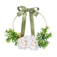 thumbnail image 3 of Corona floral de flores artificiales de seda con aro redondo para fiesta de cumpleaños Blanco, 3 of 9