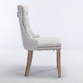 thumbnail image 4 of Smilegend Modern Tufted Solid Wood Contemporary Flax Upholstered Linen Dining Chair with Wood Legs Nailhead Trim 2-Pcs Set in Beige, 4 of 8