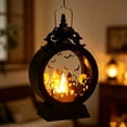 thumbnail image 5 of Witch LED Lantern, Black , 6.7" Battery Operated Light with Spooky Silhouette, Hanging & Tabletop Decor for Party, 5 of 7