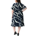 thumbnail image 3 of Agnes Orinda Women's Plus Size Dress Printed Notched Neck Short Sleeve Tie Knot Casual Business A Line Midi Dresses with Pockets 3X Royal Blue, 3 of 6