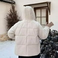 thumbnail image 6 of jtjvou Women's Winter Coat Warm Jacket with Hooded Thicken Coats Ladies Outerwear Oversized Cropped Quilted Puffer Jackets White M, 6 of 8