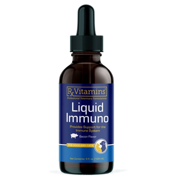 Rx Vitamins Liquid Immuno Dog & Cat Immune Support - Reishi Mushroom Supplement for Dogs & Cats Plus L-Lysine for Cats - Ideal Dog Eye Supplements, Immunity Booster Cat Supplements - 4 oz