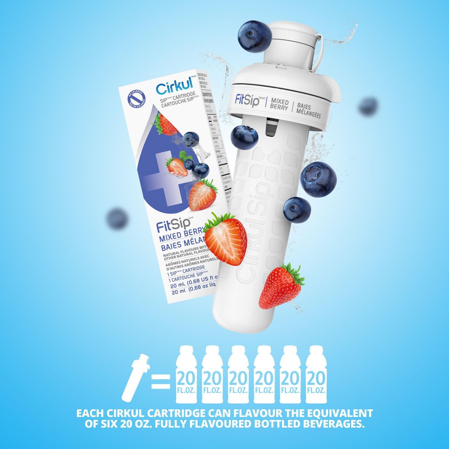 Cirkul FitSip Mixed Berry Flavour Cartridge, 1-pack, CIRKUL FITSIP MIXED BERRY.