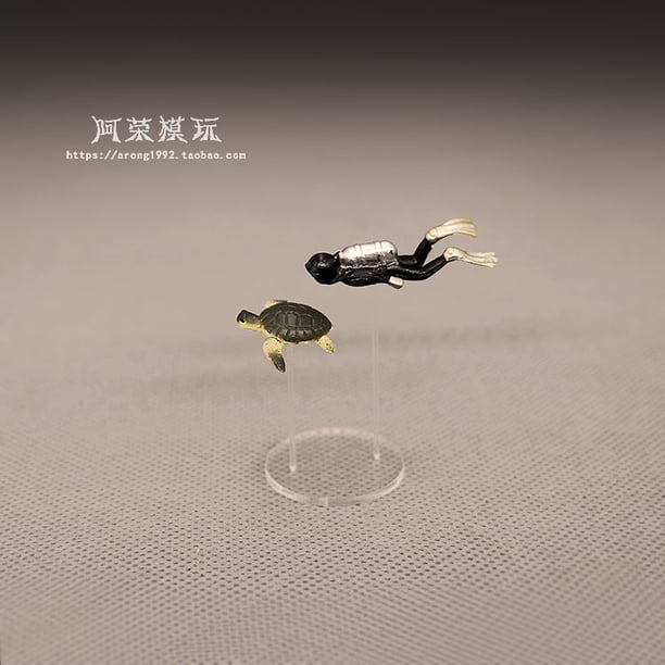 Miniatures Ocean Diving Diver Action Figures Model Underwater World Sea Turtle Explore Dive Decoration Accessories Figurine Toys13cm A He Qiyong unisex