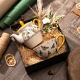 thumbnail image 6 of Taimei Teatime Tea Set for Adults, 15oz Teapot with Infuser and Cup Set, Ceramic Tea for One Set with Handpainted Bee and Floral Pattern, Loose Leaf Tea Maker Set, 6 of 7