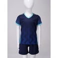 thumbnail image 2 of Hansber Soccer Uniforms for Kids Boys Football Jersey V Neck Practice T Shirt and Sport Shorts Set Navy Blue XS, 2 of 6