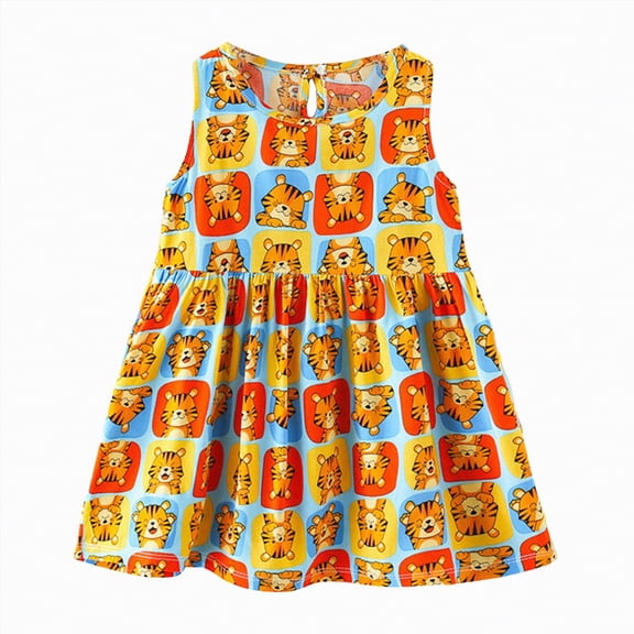 NOLDARES Princess Dress With Girls Birthday Party Toddler Ruffle Sleeveless Fancy Outfit Gift(Gold,4-5 Years)