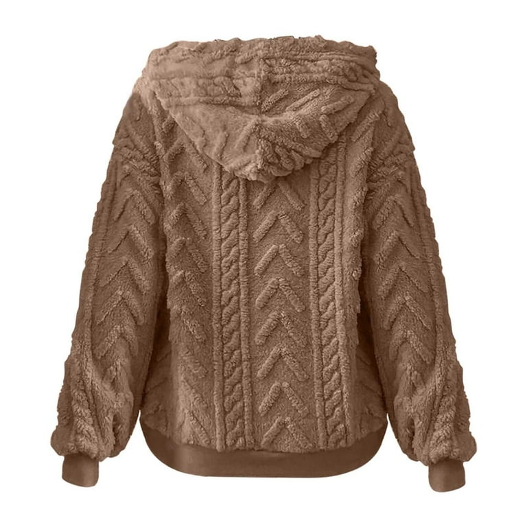 Fuzzy brown hoodie sales