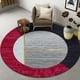 thumbnail image 1 of Alfombras antideslizantes suaves para sala de estar y dormitorio, aptas para yoga, de 80 a 200 cm, modernas alfombras redondas en gris, rojo y negro, 1 of 5
