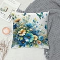 thumbnail image 2 of Leisuo  Throw Pillow Cover Watercolor Floral Wildflowers Blue Yellow Summer Floral Butterflies Animal Cute Decor Lumbar Pillow Case Cushion for Sofa Couch Bed, 2 of 5