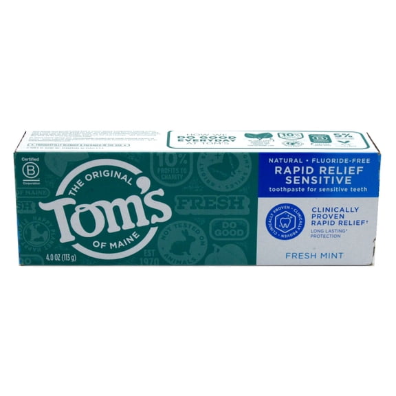 Toms Nat Toothpaste Rapid Relief Sensitive Freshmint 4oz (Pack of 3)