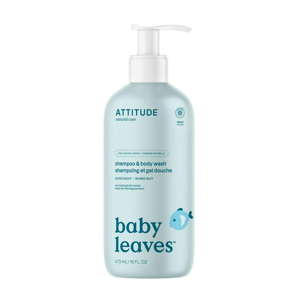 ATTITUDE baby leaves, Shampoing et Gel Douche, Bonne Nuit 473 mL