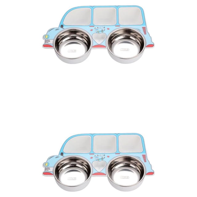 Toystoory Vajilla para niños Cuchara Tenedor Diseño de compartimento de automóvil Cuchara de alimentación para bebés Tazón Cubiertos Azul Camión/Cuenco/extraíble 2Conjunto