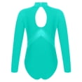 thumbnail image 4 of JanJean Kids Girls Rhinestones Mock Neck Figure Ice Skating Ballet Dance Leotard Bodysuit Long Sleeve Green 8, 4 of 7