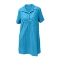 thumbnail image 7 of Summer Dress for Women Collared Short Sleeve Half Button Down Loose Casual Solid Dress with Pockets, 7 of 7