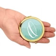 thumbnail image 3 of Koyal Wholesale Gold Compact Mirror Bridesmaid's Wedding Gift, Aqua Watercolor Rustic Trees, Monogram Letter O, 1-Pack, 3 of 5