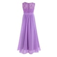 thumbnail image 3 of inhzoy Junior Kids Chiffon Lace Bridesmaid Flower Girl Dress Lavender 10, 3 of 8