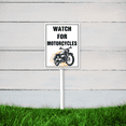 thumbnail image 3 of Kurmntregon Watch For Motorcycles Sign With Stake 0.3 Caution Road Yard Sign Security Yard Sign Rustproof Sturdy Aluminum Sign For Outdoor Yard Garden Decoration Use Easy Install, 3 of 7