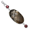 thumbnail image 3 of Natural Wild Horse Jasper & Garnet 925 Sterling Silver Pendant Jewelry P-1123 SDP145682, 3 of 5