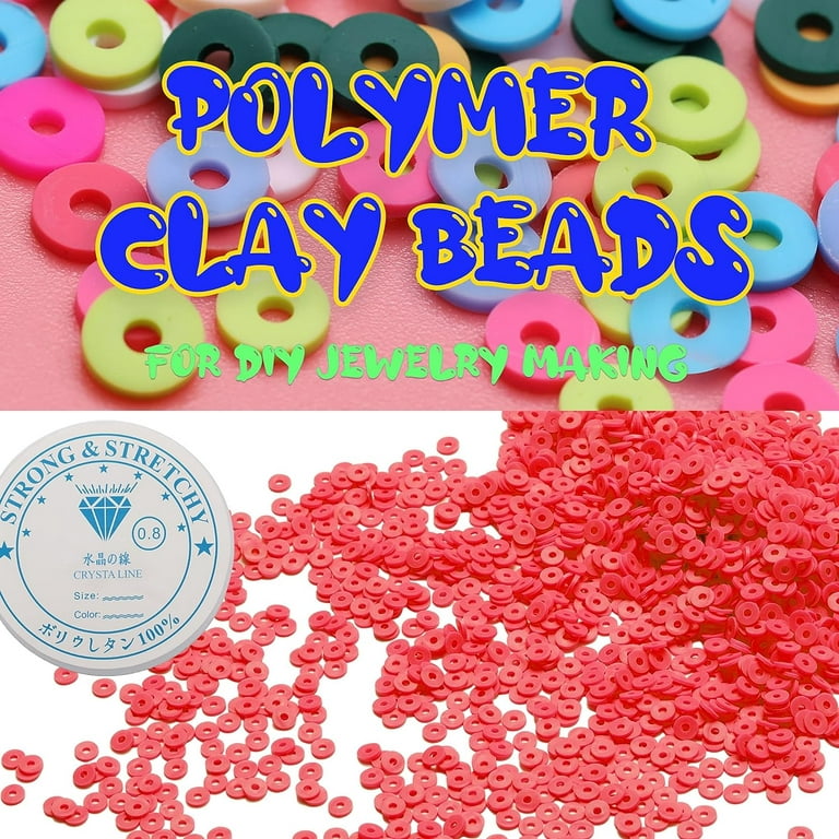 4000 Pcs Rose Red Clay Beads for Bracelets Making, Polymer Spacer Flat  Beads DIY for Jewelry Necklace Earring Making Kit, Preppy Aesthetic Heishi  Heshie Thin Disk Beads Assortments Set 6MM 