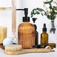 thumbnail image 6 of 13 Oz Glass Soap Dispenser , Manual Pump Dispenser,Empty Liquid Container, Refillable Hand Soap Dispenser , Premium Bathroom soap Dispenser for Kitchen & Bathroom , Amber, 6 of 7