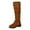 Brown, variant on Womens Slouchy Wide Mid Calf Boots Suede Low Heel Buckle Strap Knee High Boots Casual Dress Round Toe Tall Riding Boots Orange 6