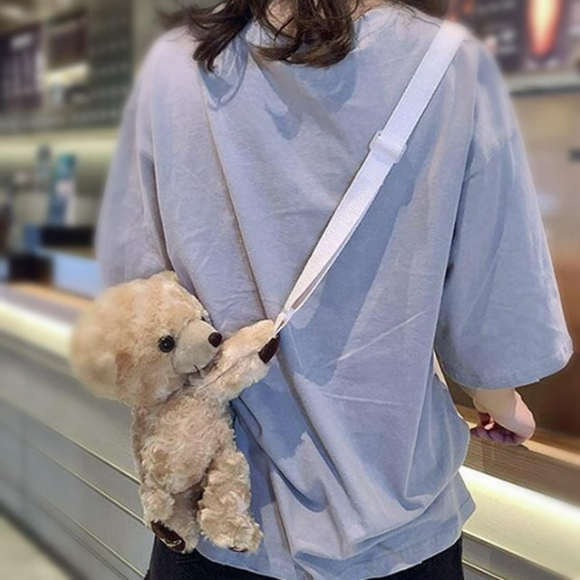 Bolso de hombro BLESIY de felpa con forma de oso de peluche Tote de hombro