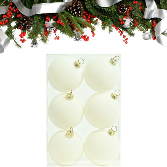 Meottam 6 Pack Velvet Christmas Balls Ornaments Christmas Tree Decorations 2.4" Flocked Christmas Hanging Balls for Xmas Decorative Hanging Ornaments Holiday Party Family Gathering (Cream)