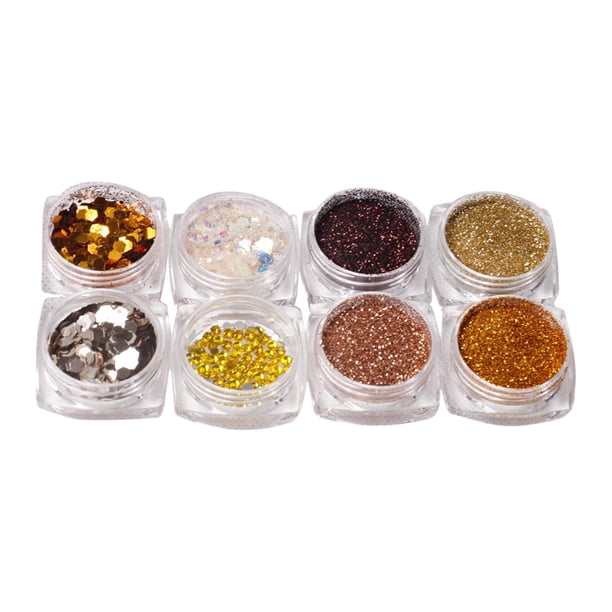 8 Uds Lentejuelas brillantes para decoración de uñas confeti decoraciones brillantes de imitación para ojos bricolaje manualidades Salvador lentejuelas brillo de uñas Color dorado
