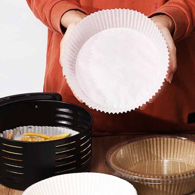 50/100 piezas de papel pergamino para freidora de aire, papel para hornear resistente al agua y a la grasa de alta temperatura para horno, freidora de aire, asador, microondas