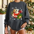thumbnail image 1 of Women's Tops Winter Christmas Dog Classic Printing Pullover Loose Sweatshirt, 1 of 6