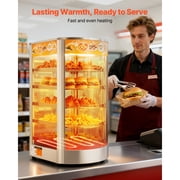 KFFKFF 5-Tier Commercial Food Warmer Display, 800W Countertop Food Warmer with LED Lighting, Adjustable Shelves, Stainless Steel Construction, 86℉~185℉ Temperature Range, 60L Capacity for Burgers